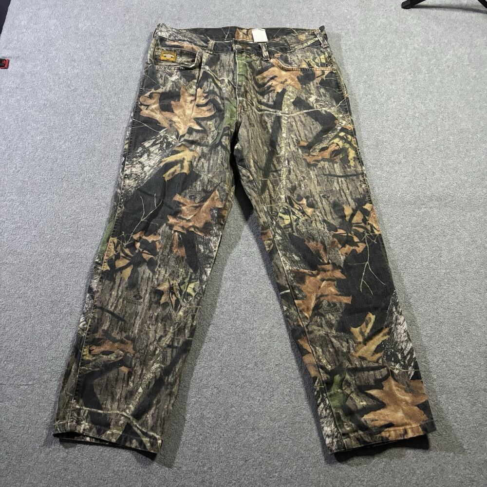 Vtg Diamond Cut Camo Pants 32x27.5 Mens Comfort Fit Mossy Oak Hunting Jeans USA